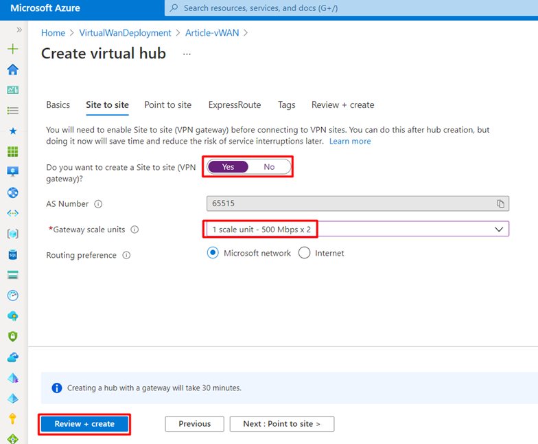 Creating an Azure Virtual WAN